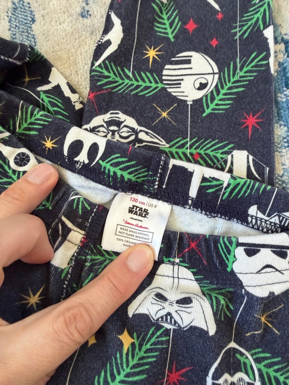 Star Wars Navy, Green & White Kids Pajama Set with Character Ornaments - Picture 5 of 6